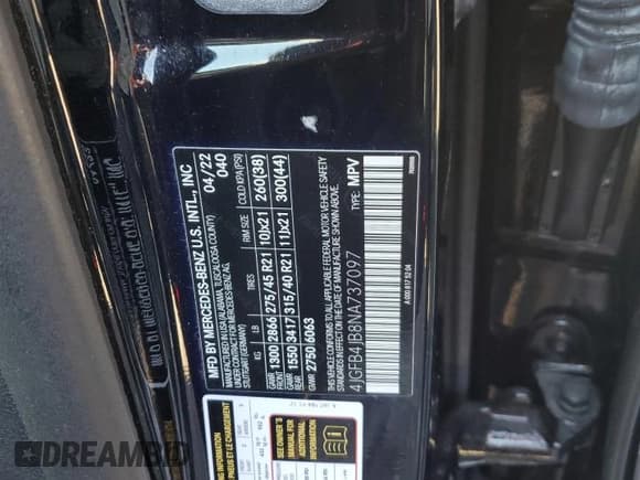 ✅ 2022 Mercedes-Benz GLE 350 • VIN: 4JGFB4JB8NA737097 • Лот: 85543175. Опубликован ранее на Copart с пробегом 42 612 миль. Бесплатный доступ к архиву аукционных продаж из США и подробный отчёт об истории автомобиля на DreamBid. Изображение 13.