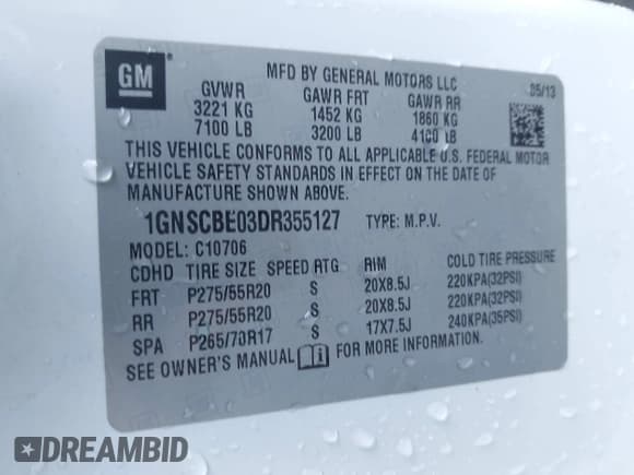 ✅ 2013 Chevrolet Tahoe LT • VIN: 1GNSCBE03DR355127 • Lot: 43810176. Wystawiony na IAAI z przebiegiem 300 542 mil. Bezpłatny archiwum sprzedaży aukcyjnych z USA i szczegółowy raport historii pojazdu na DreamBid. Zdjęcie 9.