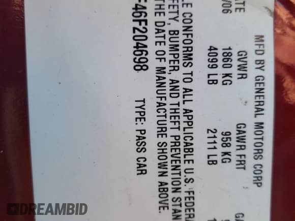 ✅ 2006 Chevrolet Malibu 0LT • VIN: 1G1ZT51F46F204698 • Lot: 83597334. Wystawiony na Copart z przebiegiem 132 813 mil mil. Skorzystaj z bezpłatnego archiwum sprzedaży aukcyjnych z USA i zobacz szczegółowy raport historii pojazdu na DreamBid. Zdjęcie 12.