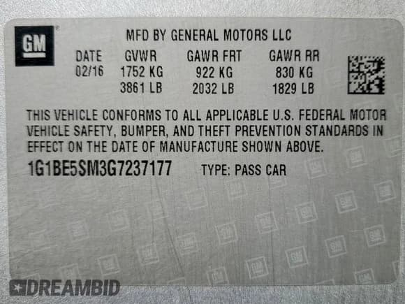 ✅ 2016 Chevrolet Cruze LT • VIN: 1G1BE5SM3G7237177 • Lot: 81222715. Listed on Copart with 154,535 mi. Free auction sales archive from the USA and detailed vehicle history report at DreamBid. Image 12.