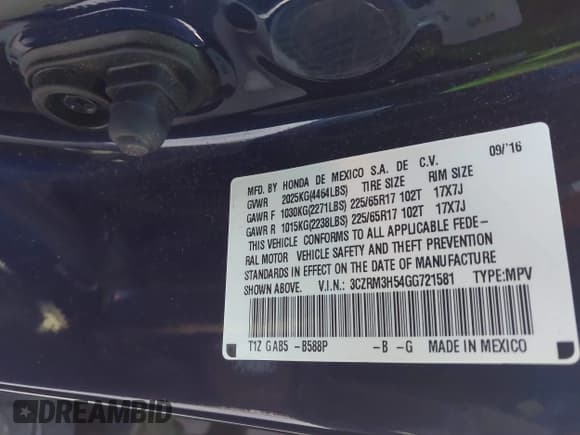 ✅ 2016 Honda CR-V EX • VIN: 3CZRM3H54GG721581 • Лот: 43596884. Опубликован ранее на IAAI с пробегом 67 478 миль. Бесплатный доступ к архиву аукционных продаж из США и подробный отчёт об истории автомобиля на DreamBid. Изображение 9.