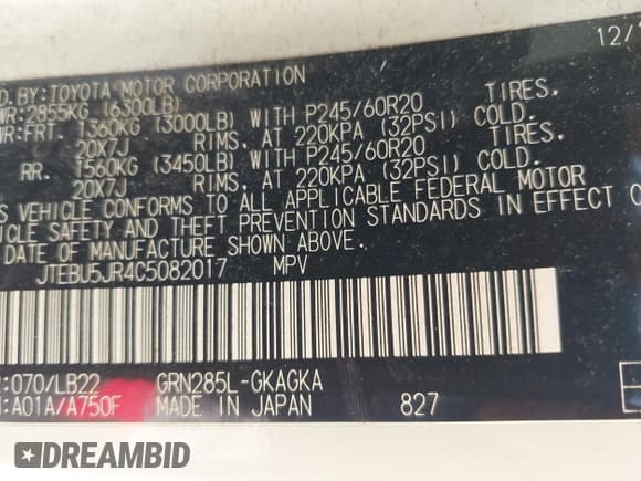 ✅ 2012 Toyota 4Runner SR5 • VIN: JTEBU5JR4C5082017 • Lot: 41777309. Listed on IAAI with 93,443 mi. Free auction sales archive from the USA and detailed vehicle history report at DreamBid. Image 9.