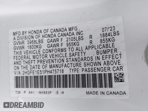 ✅ 2023 Honda Civic Si • VIN: 2HGFE1E51PH475718 • Lot: 43279846. Wystawiony na IAAI z przebiegiem 23 454 mil. Bezpłatny archiwum sprzedaży aukcyjnych z USA i szczegółowy raport historii pojazdu na DreamBid. Zdjęcie 9.