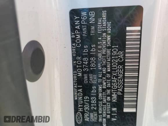 2020 Hyundai Veloster Premium with VIN KMHTG6AFXLU021901, listed as a Copart auction lot 43552825 with 33,938 mi miles and Non repairable. Bid and sale history available at DreamBid. Image 15.