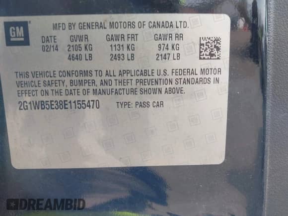 2014 Chevrolet Impala LT с VIN 2G1WB5E38E1155470, выставлен на аукционе IAAI как лот 43487516 с пробегом 66 982 миль миль и . История ставок и продаж доступна на DreamBid. Изображение 9.