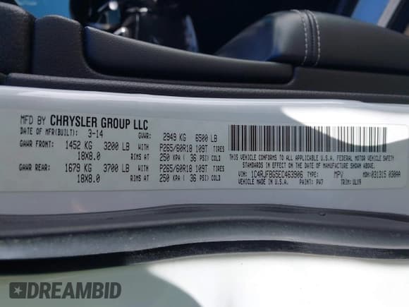 ✅ 2014 Jeep Grand Cherokee Limited • VIN: 1C4RJFBG5EC463906 • Lot: 43444993. Listed on IAAI with 153,501 mi. Free auction sales archive from the USA and detailed vehicle history report at DreamBid. Image 9.