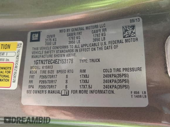 ✅ 2014 GMC Sierra 1500 • VIN: 1GTN2TEC4EZ153178 • Lot: 42396028. Listed on IAAI with 101,298 mi. Free auction sales archive from the USA and detailed vehicle history report at DreamBid. Image 9.