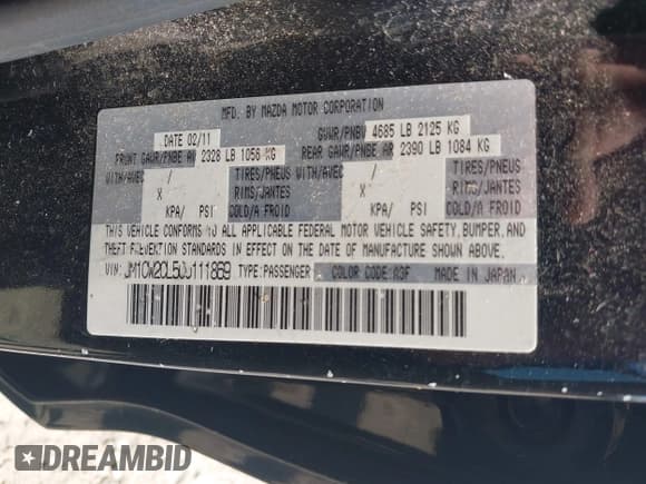 ✅ 2012 Mazda 5 Touring • VIN: JM1CW2CL5C0111869 • Lot: 42581945. Listed on IAAI with 98,909 mi. Free auction sales archive from the USA and detailed vehicle history report at DreamBid. Image 9.