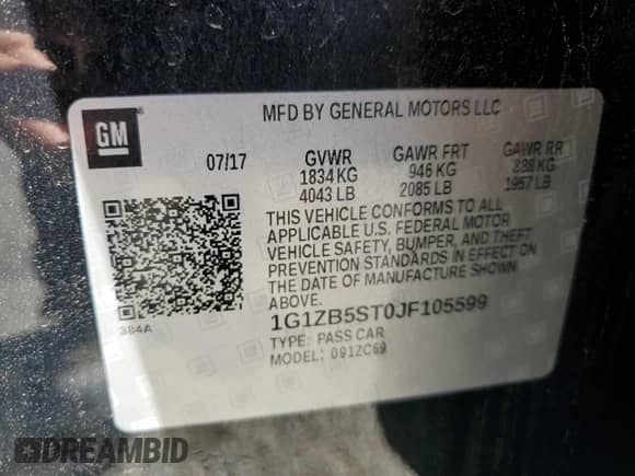 2018 Chevrolet Malibu LS с VIN 1G1ZB5ST0JF105599, выставлен на аукционе Copart как лот 55167305 с пробегом 116 087 миль миль и Списание • Salvage title. История ставок и продаж доступна на DreamBid. Изображение 12.