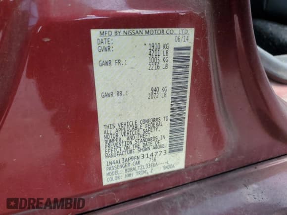 ✅ 2015 Nissan Altima 2.5 • VIN: 1N4AL3AP9FN314773 • Lot: 80397345. Wystawiony na Copart z przebiegiem 129 529 mil. Bezpłatny archiwum sprzedaży aukcyjnych z USA i szczegółowy raport historii pojazdu na DreamBid. Zdjęcie 12.