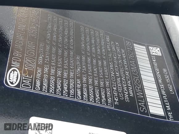 ✅ 2021 Land Rover Range Rover Sport HSE Silver Edition • VIN: SALWR2SU3MA762128 • Лот: 42355173. Опубликован ранее на IAAI с пробегом 75 302 миль. Бесплатный доступ к архиву аукционных продаж из США и подробный отчёт об истории автомобиля на DreamBid. Изображение 9.