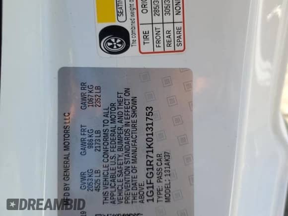 2019 Chevrolet Camaro 2SS z VIN 1G1FG1R71K0131753, wystawiony jako Copart lot #65757865 z przebiegiem 26 836 mil mil oraz Szkoda całkowita • Salvage title. Historia ofert i sprzedaży dostępna na DreamBid. Obrazek 13.