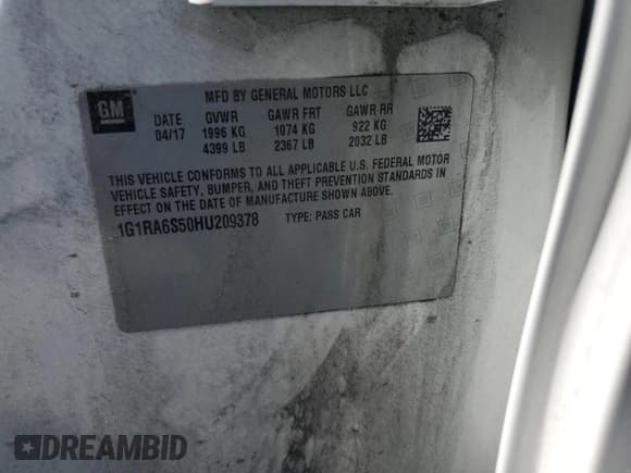 ✅ 2017 Chevrolet Volt LT • VIN: 1G1RA6S50HU209378 • Лот: 65186714. Опубликован ранее на Copart с пробегом 88 902 миль. Бесплатный доступ к архиву аукционных продаж из США и подробный отчёт об истории автомобиля на DreamBid. Изображение 13.