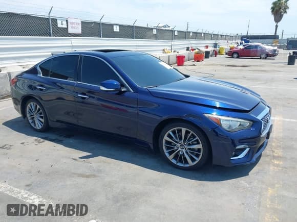 ✅ 2023 Infiniti Q50 Luxe • VIN: JN1EV7BP8PM510953 • Lot: 42778381. Listed on IAAI with 22,880 mi. Free auction sales archive from the USA and detailed vehicle history report at DreamBid. Image 1.