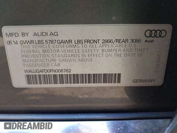 ✅ 2015 Audi A8 • VIN: WAUJGAFD0FN006762 • Lot: 42975851. Wystawiony na IAAI z przebiegiem 129 261 mil. Bezpłatny archiwum sprzedaży aukcyjnych z USA i szczegółowy raport historii pojazdu na DreamBid. Zdjęcie 9.