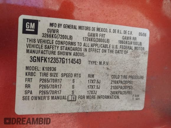 ✅ 2007 Chevrolet Avalanche 1LT • VIN: 3GNFK12357G114543 • Lot: 41861955. Listed on IAAI with 190,432 mi. Free auction sales archive from the USA and detailed vehicle history report at DreamBid. Image 9.