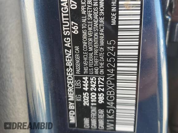 2023 Mercedes-Benz CLA 250 с VIN W1K5J4GBXPN425245, выставлен на аукционе Copart как лот 68305485 с пробегом 29 986 миль миль и Списание • Salvage title. История ставок и продаж доступна на DreamBid. Изображение 12.