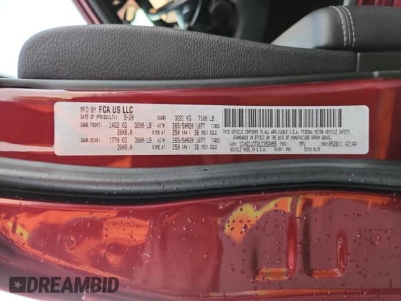 ✅ 2020 Dodge Durango R/T • VIN: 1C4SDJCT2LC352055 • Lot: 91741665. Wystawiony na Copart z przebiegiem 55 143 mil. Bezpłatny archiwum sprzedaży aukcyjnych z USA i szczegółowy raport historii pojazdu na DreamBid. Zdjęcie 13.