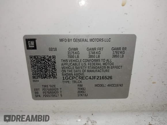 ✅ 2018 Chevrolet Silverado 1500 LT • VIN: 1GCPCREC4JF216526 • Lot: 43520727. Wystawiony na IAAI z przebiegiem 51 430 mil. Bezpłatny archiwum sprzedaży aukcyjnych z USA i szczegółowy raport historii pojazdu na DreamBid. Zdjęcie 9.