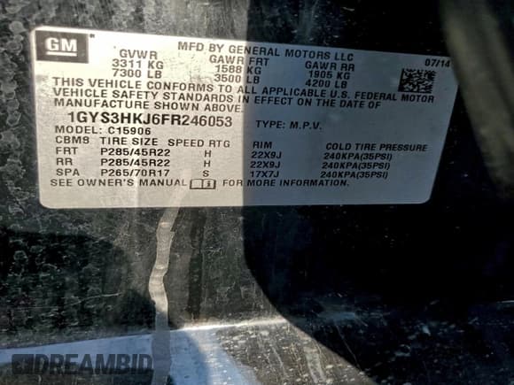 ✅ 2015 Cadillac Escalade ESV Luxury • VIN: 1GYS3HKJ6FR246053 • Lot: 93082645. Wystawiony na Copart z przebiegiem 175 950 mil. Bezpłatny archiwum sprzedaży aukcyjnych z USA i szczegółowy raport historii pojazdu na DreamBid. Zdjęcie 13.