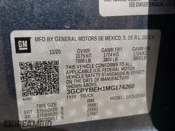 ✅ 2021 Chevrolet Silverado 1500 Custom • VIN: 3GCPYBEH1MG174260 • Lot: 87165514. Wystawiony na Copart z przebiegiem 46 231 mil. Bezpłatny archiwum sprzedaży aukcyjnych z USA i szczegółowy raport historii pojazdu na DreamBid. Zdjęcie 12.