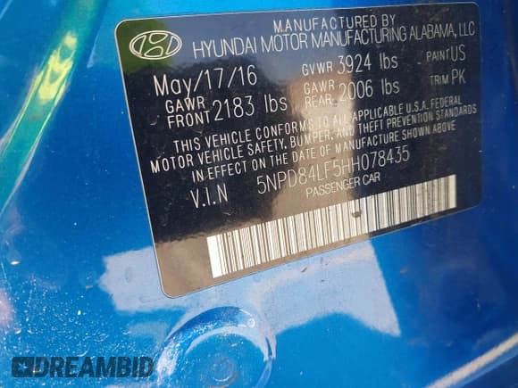 ✅ 2017 Hyundai Elantra Value Edition • VIN: 5NPD84LF5HH078435 • Lot: 42878522. Listed on IAAI with 103,821 mi. Free auction sales archive from the USA and detailed vehicle history report at DreamBid. Image 9.