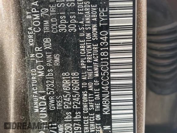 ✅ 2012 Hyundai Veracruz Limited • VIN: KM8NU4CC5CU181340 • Lot: 85154155. Listed on Copart with 125,040 mi. Free auction sales archive from the USA and detailed vehicle history report at DreamBid. Image 13.