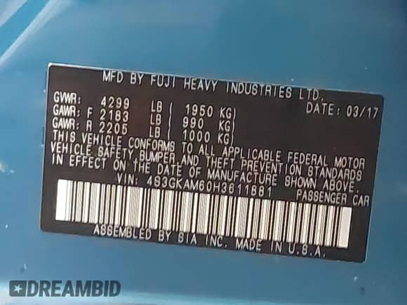 2017 Subaru Impreza Special Sports с VIN 4S3GKAM60H3611881, выставлен на аукционе IAAI как лот 43334838 с пробегом 80 212 миль миль и . История ставок и продаж доступна на DreamBid. Изображение 9.