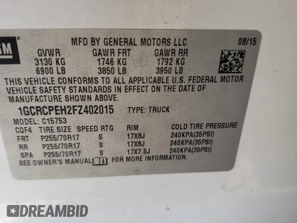 ✅ 2015 Chevrolet Silverado 1500 Work Truck • VIN: 1GCRCPEH2FZ402015 • Лот: 55652554. Опубликован ранее на Copart с пробегом 145 904 миль. Бесплатный доступ к архиву аукционных продаж из США и подробный отчёт об истории автомобиля на DreamBid. Изображение 12.