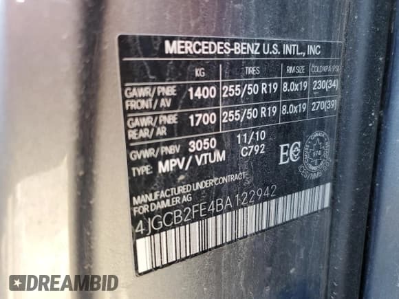 ✅ 2011 Mercedes-Benz R 350 • VIN: 4JGCB2FE4BA122942 • Lot: 51279585. Listed on Copart with 221,307 mi. Free auction sales archive from the USA and detailed vehicle history report at DreamBid. Image 14.