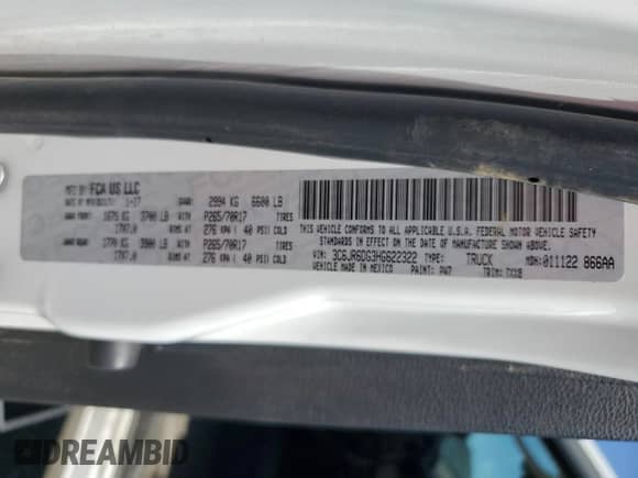 2017 Ram 1500 Tradesman с VIN 3C6JR6DG3HG622322, выставлен на аукционе Copart как лот 66695445 с пробегом 79 372 миль миль и Чистый • Clean title. История ставок и продаж доступна на DreamBid. Изображение 12.