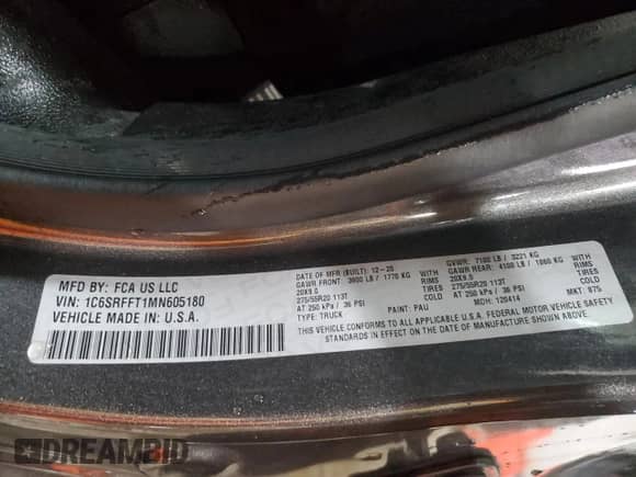 2021 Ram 1500 Big Horn z VIN 1C6SRFFT1MN605180, wystawiony jako Copart lot #90020175 z przebiegiem 49 615 mil mil oraz Szkoda całkowita • Salvage title. Historia ofert i sprzedaży dostępna na DreamBid. Obrazek 12.