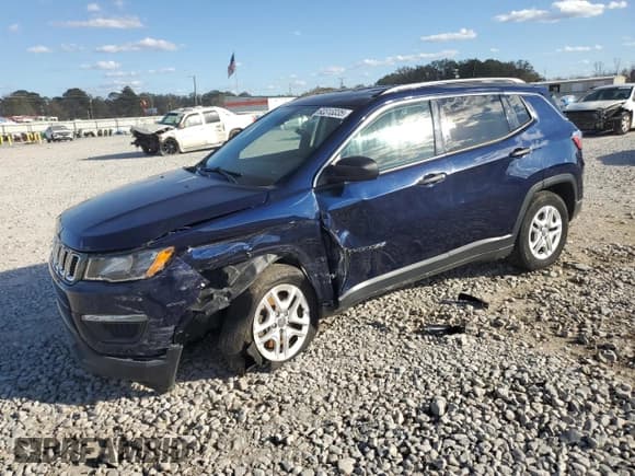 ✅ 2021 Jeep Compass Sport • VIN: 3C4NJCABXMT559889 • Lot: 92315835. Listed on Copart with 105,380 mi. Free auction sales archive from the USA and detailed vehicle history report at DreamBid. Image 1.