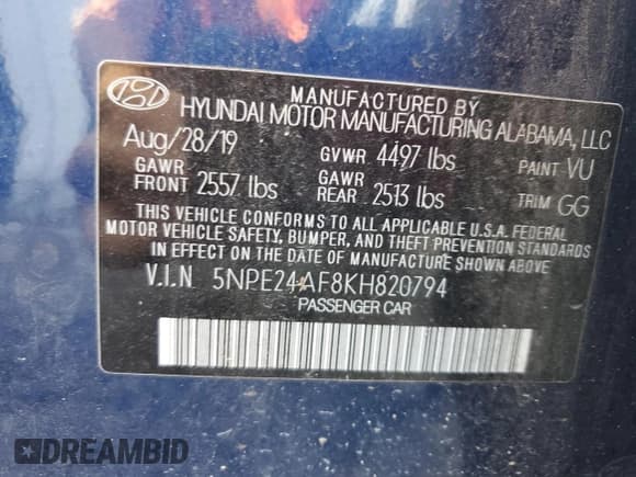 ✅ 2019 Hyundai Sonata SE • VIN: 5NPE24AF8KH820794 • Лот: 82026845. Опубликован ранее на Copart с пробегом 99 282 миль. Бесплатный доступ к архиву аукционных продаж из США и подробный отчёт об истории автомобиля на DreamBid. Изображение 12.