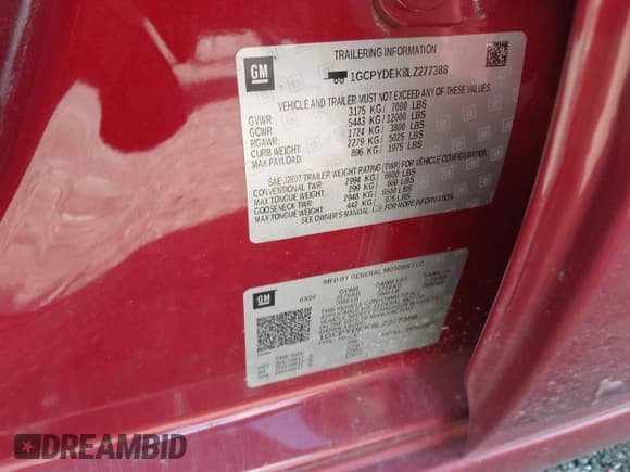 ✅ 2020 Chevrolet Silverado 1500 LT • VIN: 1GCPYDEK8LZ277388 • Lot: 43408881. Wystawiony na IAAI z przebiegiem 31 708 mil. Bezpłatny archiwum sprzedaży aukcyjnych z USA i szczegółowy raport historii pojazdu na DreamBid. Zdjęcie 9.