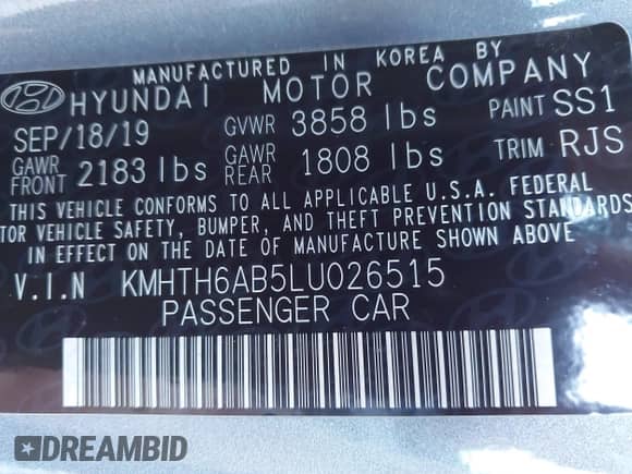 2020 Hyundai Veloster Turbo R-Spec z VIN KMHTH6AB5LU026515, wystawiony jako IAAI lot #43278624 z przebiegiem 48 888 mil mil oraz . Historia ofert i sprzedaży dostępna na DreamBid. Obrazek 9.