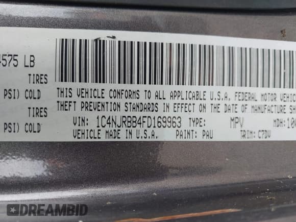 ✅ 2015 Jeep Patriot Sport • VIN: 1C4NJRBB4FD169963 • Lot: 41838585. Listed on IAAI with 80,278 mi. Free auction sales archive from the USA and detailed vehicle history report at DreamBid. Image 9.