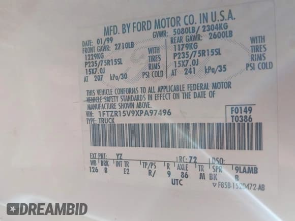 ✅ 1999 Ford Ranger XL • VIN: 1FTZR15V9XPA97496 • Lot: 41885037. Listed on IAAI with 205,661 mi. Free auction sales archive from the USA and detailed vehicle history report at DreamBid. Image 9.