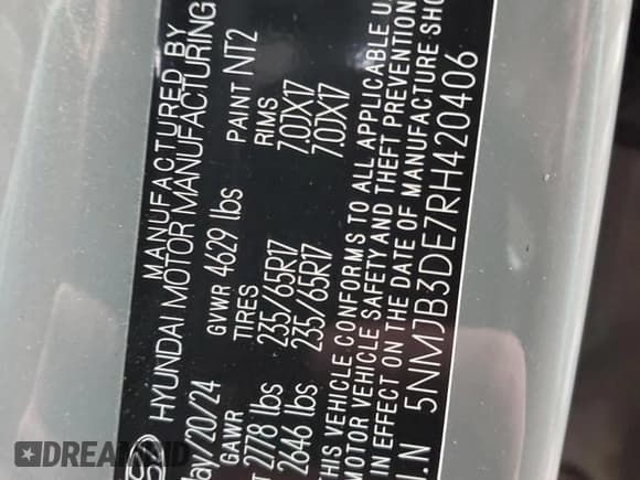 ✅ 2024 Hyundai Tucson SEL • VIN: 5NMJB3DE7RH420406 • Lot: 79947574. Wystawiony na Copart z przebiegiem 9 671 mil. Bezpłatny archiwum sprzedaży aukcyjnych z USA i szczegółowy raport historii pojazdu na DreamBid. Zdjęcie 13.