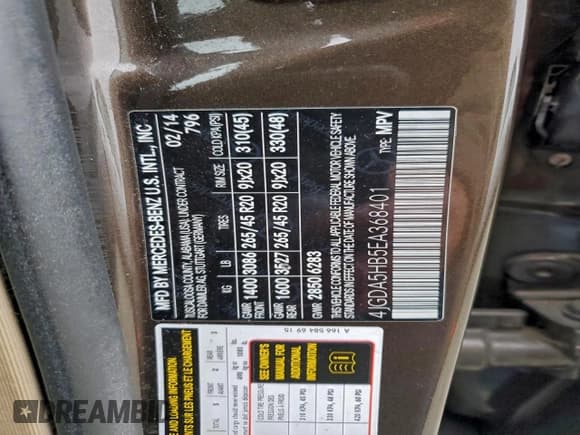 ✅ 2014 Mercedes-Benz M 350 • VIN: 4JGDA5HB5EA368401 • Lot: 96836385. Listed on Copart with 146,186 mi. Free auction sales archive from the USA and detailed vehicle history report at DreamBid. Image 13.