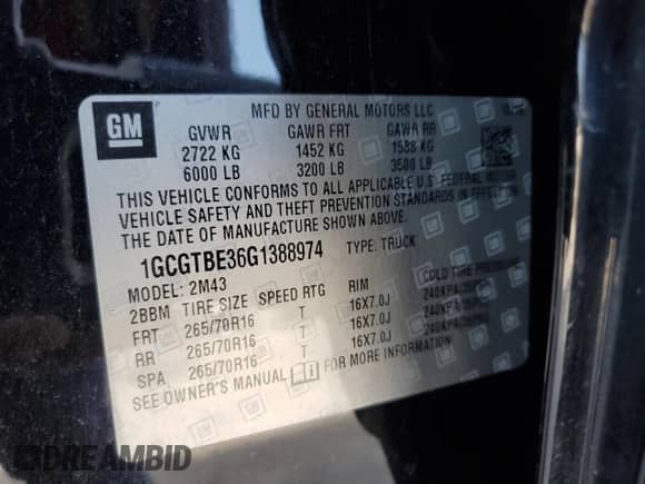 2016 Chevrolet Colorado 4WD WT с VIN 1GCGTBE36G1388974, выставлен на аукционе Copart как лот 64362545 с пробегом 131 106 миль миль и Списание • Salvage title. История ставок и продаж доступна на DreamBid. Изображение 13.