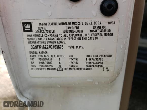 ✅ 2004 Chevrolet Suburban Z71 • VIN: 3GNFK16Z24G163676 • Лот: 70196704. Опубликован ранее на Copart с пробегом 274 960 миль. Бесплатный доступ к архиву аукционных продаж из США и подробный отчёт об истории автомобиля на DreamBid. Изображение 14.