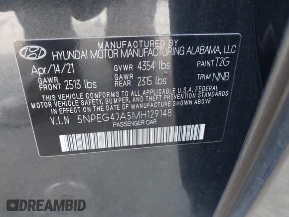 ✅ 2021 Hyundai Sonata SE • VIN: 5NPEG4JA5MH129148 • Лот: 43361819. Опубликован ранее на IAAI с пробегом 60 468 миль. Бесплатный доступ к архиву аукционных продаж из США и подробный отчёт об истории автомобиля на DreamBid. Изображение 9.