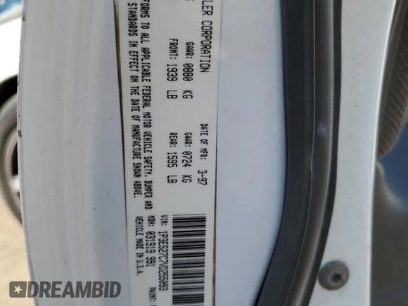 ✅ 1997 Plymouth Neon • VIN: 1P3ES27C7VD255093 • Lot: 71014084. Wystawiony na Copart z przebiegiem 351 033 mil. Bezpłatny archiwum sprzedaży aukcyjnych z USA i szczegółowy raport historii pojazdu na DreamBid. Zdjęcie 14.