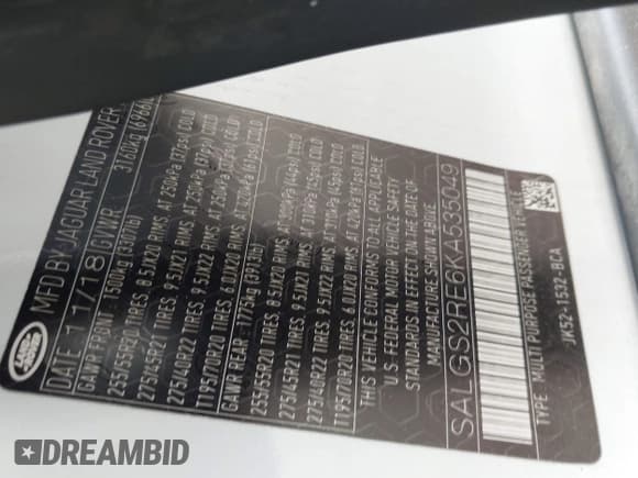 ✅ 2019 Land Rover Range Rover • VIN: SALGS2RE6KA535049 • Lot: 42117405. Listed on IAAI with 118,352 mi. Free auction sales archive from the USA and detailed vehicle history report at DreamBid. Image 9.