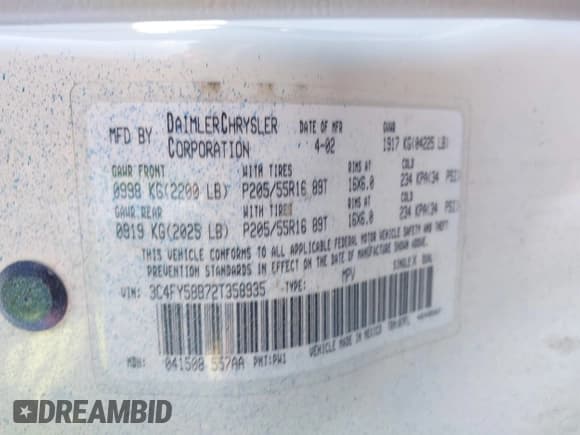 ✅ 2002 Chrysler PT Cruiser Touring • VIN: 3C4FY58B72T358935 • Lot: 43296312. Wystawiony na IAAI z przebiegiem 199 397 mil. Bezpłatny archiwum sprzedaży aukcyjnych z USA i szczegółowy raport historii pojazdu na DreamBid. Zdjęcie 9.