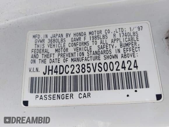 ✅ 1997 Acura Integra GS-R • VIN: JH4DC2385VS002424 • Lot: 42075527. Wystawiony na IAAI z przebiegiem 162 826 mil. Bezpłatny archiwum sprzedaży aukcyjnych z USA i szczegółowy raport historii pojazdu na DreamBid. Zdjęcie 9.
