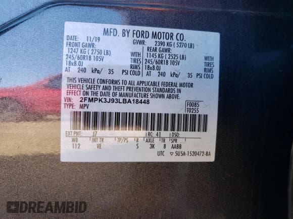 ✅ 2020 Ford Edge SEL • VIN: 2FMPK3J93LBA18448 • Lot: 82717605. Wystawiony na Copart z przebiegiem 43 108 mil. Bezpłatny archiwum sprzedaży aukcyjnych z USA i szczegółowy raport historii pojazdu na DreamBid. Zdjęcie 12.