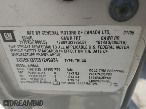 ✅ 2005 Chevrolet Silverado 1500 Z71 • VIN: 2GCEK13T051249034 • Лот: 65380264. Опубликован ранее на Copart с пробегом 270 516 миль. Бесплатный доступ к архиву аукционных продаж из США и подробный отчёт об истории автомобиля на DreamBid. Изображение 12.