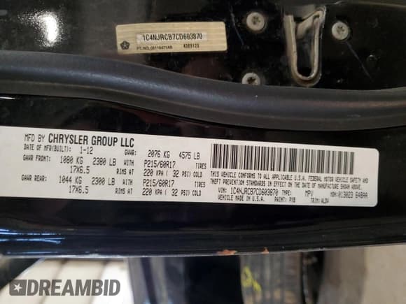 ✅ 2012 Jeep Patriot Limited • VIN: 1C4NJRCB7CD603870 • Lot: 44593145. Listed on Copart with 147,676 mi. Free auction sales archive from the USA and detailed vehicle history report at DreamBid. Image 16.